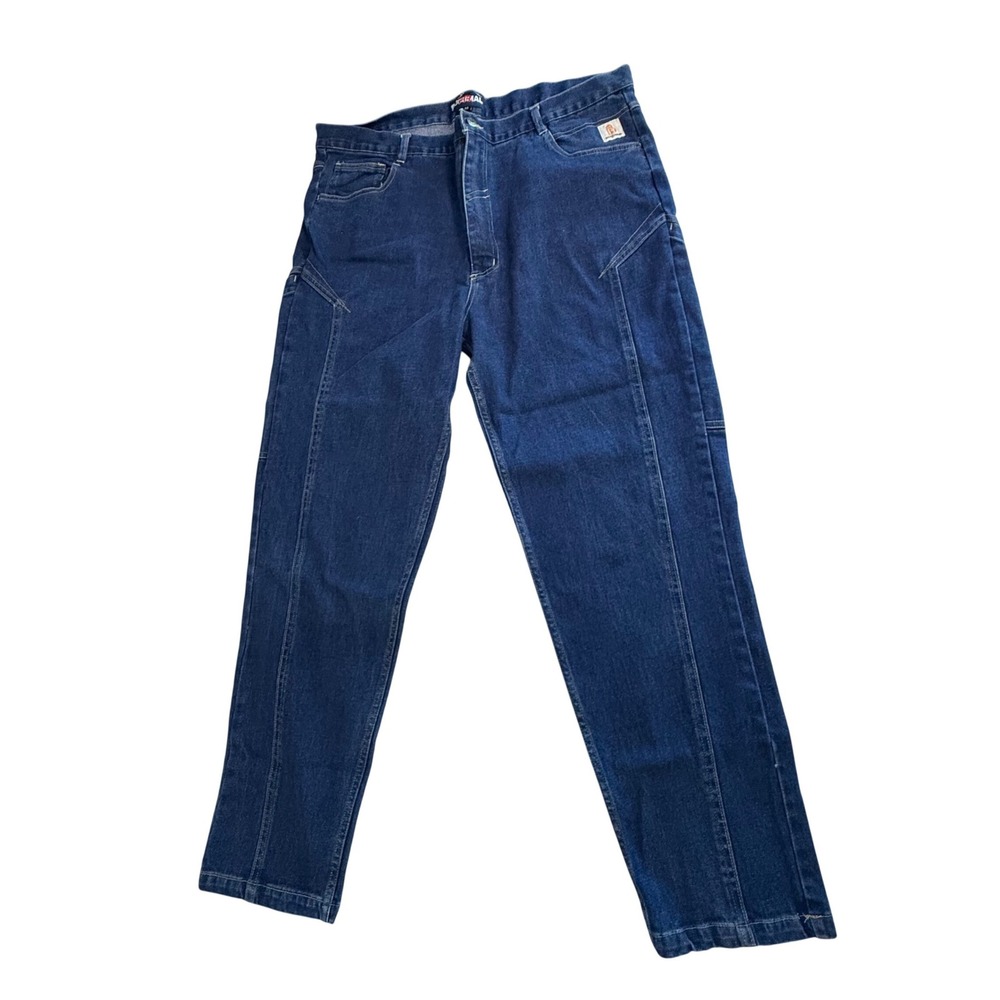 Bocomal FR Flame Resistant Men Dark Wash Work Jeans 42x32‎ CAT2 Denim Blue